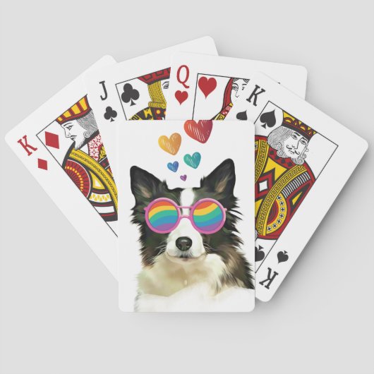 Border Collie Dog met Hearts Valentijnsdag Pokerkaarten (Achterkant)