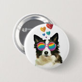 Border Collie Dog met Hearts Valentijnsdag Ronde Button 5,7 Cm (Voorkant /achterkant)