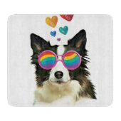 Border Collie Dog met Hearts Valentijnsdag Snijplank (Voorkant)