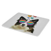 Border Collie Dog met Hearts Valentijnsdag Snijplank (Hoek)