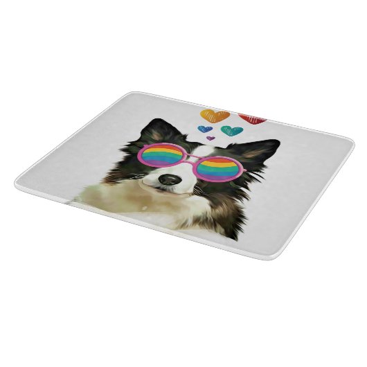 Border Collie Dog met Hearts Valentijnsdag Snijplank (Hoek)