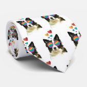 Border Collie Dog met Hearts Valentijnsdag Stropdas (Opgerold)