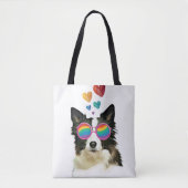 Border Collie Dog met Hearts Valentijnsdag Tote Bag (Voorkant)