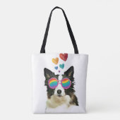 Border Collie Dog met Hearts Valentijnsdag Tote Bag (Achterkant)