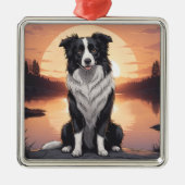 Border Collie Dog Metalen Ornament (Voorkant)