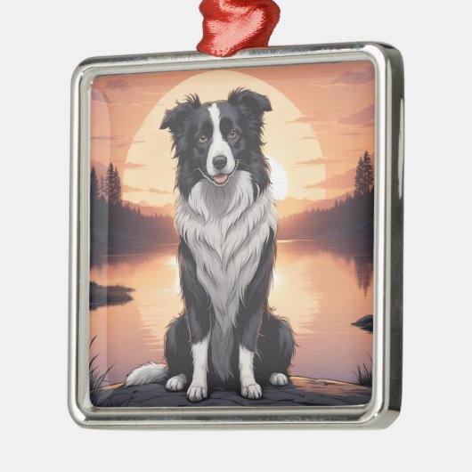 Border Collie Dog Metalen Ornament (Links)