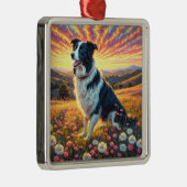 Border Collie Dog Metalen Ornament (Rechts)