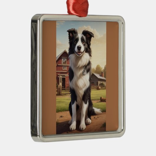 Border Collie Dog Metalen Ornament (Rechts)