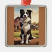 Border Collie Dog Metalen Ornament (Voorkant)