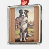Border Collie Dog Metalen Ornament (Links)