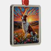 Border Collie Dog Metalen Ornament (Rechts)