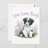 Border Collie Dog Mom Bloemen Briefkaart (Voorkant / Achterkant)