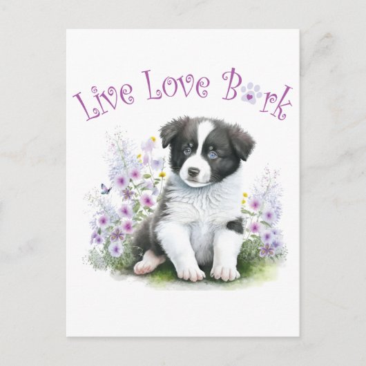 Border Collie Dog Mom Bloemen Briefkaart (Voorkant)