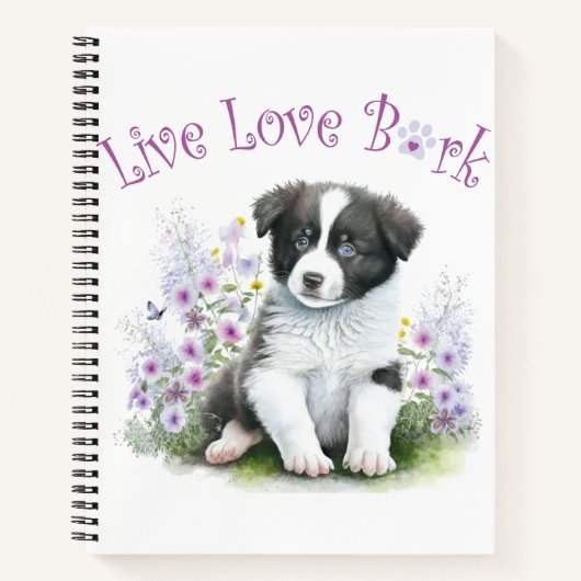 Border Collie Dog Mom Bloemen Notitieboek (Voorkant)