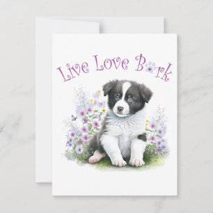 Border Collie Dog Mom Bloemen Notitiekaartje
