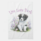 Border Collie Dog Mom Bloemen Theedoek (Verticaal)