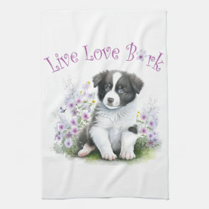 Border Collie Dog Mom Bloemen Theedoek