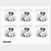 Border Collie Dog Mom Bloemen Vierkante Sticker (Vel)