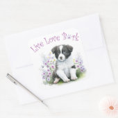 Border Collie Dog Mom Bloemen Vierkante Sticker (Envelop)