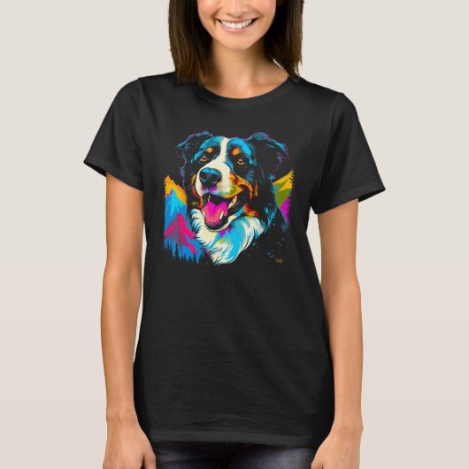 Border Collie Dog Mountains T-shirt (Voorkant)