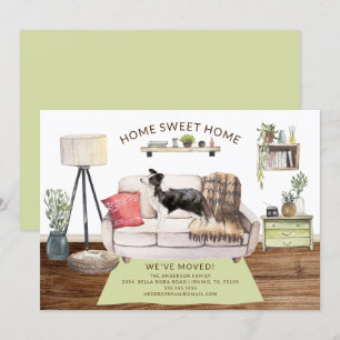 Border Collie Dog Moving Announge Kaart