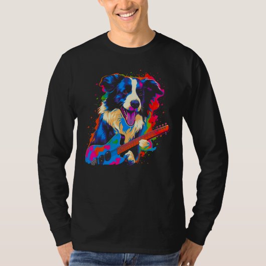 Border Collie Dog Music T-shirt (Voorkant)