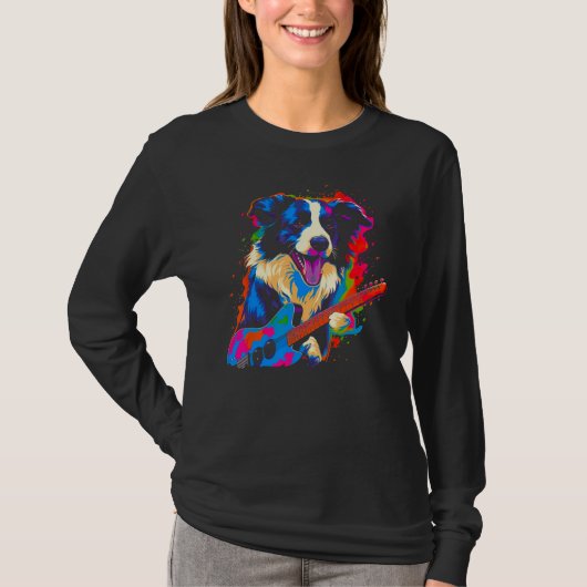 Border Collie Dog Music T-shirt (Voorkant)