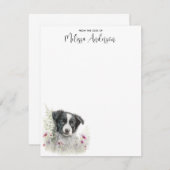 Border Collie Dog Personalized Waterverf Puppy Notitiekaartje (Voorkant / Achterkant)