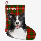 Border Collie Dog Persoonlijk Grote Kerstsok (Voorkant)