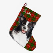 Border Collie Dog Persoonlijk Grote Kerstsok (Voorkant (Hangend))