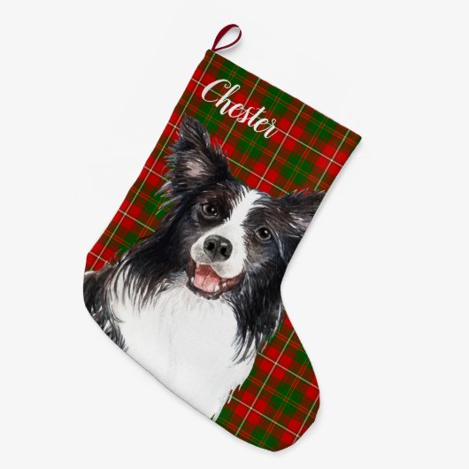 Border Collie Dog Persoonlijk Grote Kerstsok (Voorkant (Hangend))