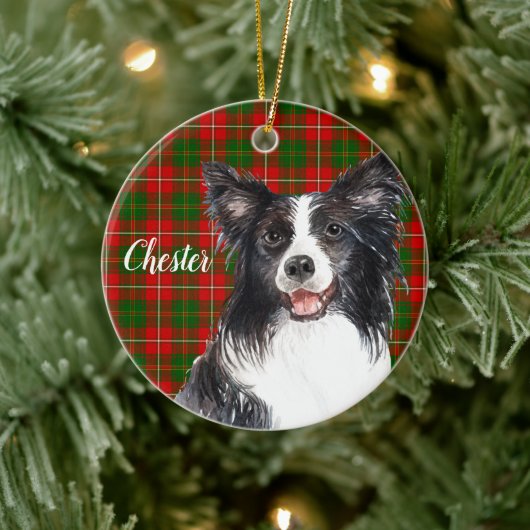 Border Collie Dog Persoonlijk Keramisch Ornament (Boom)