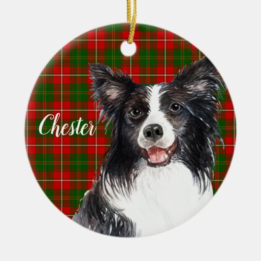 Border Collie Dog Persoonlijk Keramisch Ornament (Voorkant)