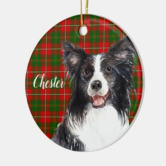 Border Collie Dog Persoonlijk Keramisch Ornament (Links)