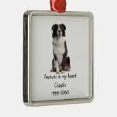 Border Collie Dog Photo Memorial Keepomwille Metalen Ornament (Rechts)