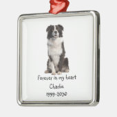 Border Collie Dog Photo Memorial Keepomwille Metalen Ornament (Links)