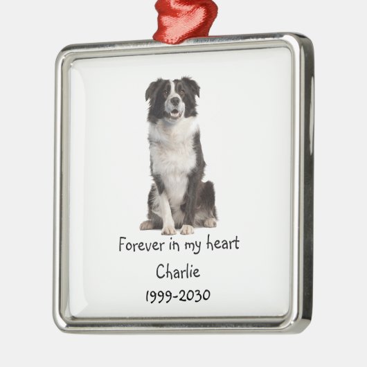 Border Collie Dog Photo Memorial Keepomwille Metalen Ornament (Links)