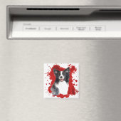Border Collie Dog Red Abstract Magnet (Insitu (Vaatwasser))