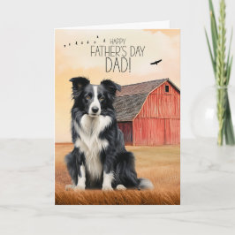 Border Collie Dog Red Barn Western Father's Day Feestdagen Kaart