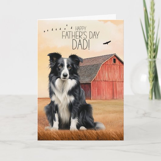 Border Collie Dog Red Barn Western Father's Day Feestdagen Kaart (Voorkant)