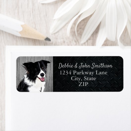 Border Collie Dog Return Address Animal Cute Etiket (Insitu)
