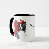 Border Collie Dog Rode Abstracte achtergrond Mok (Voorkant links)
