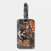 Border Collie Dog Roller Onderzetter Kerst Bagagelabel (Achterkant verticaal)