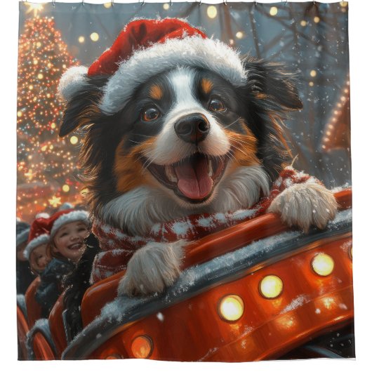 Border Collie Dog Roller Onderzetter Kerst Douchegordijn (Voorkant)