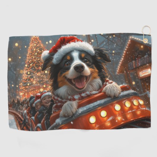 Border Collie Dog Roller Onderzetter Kerst Golfhanddoek (Horizontaal)