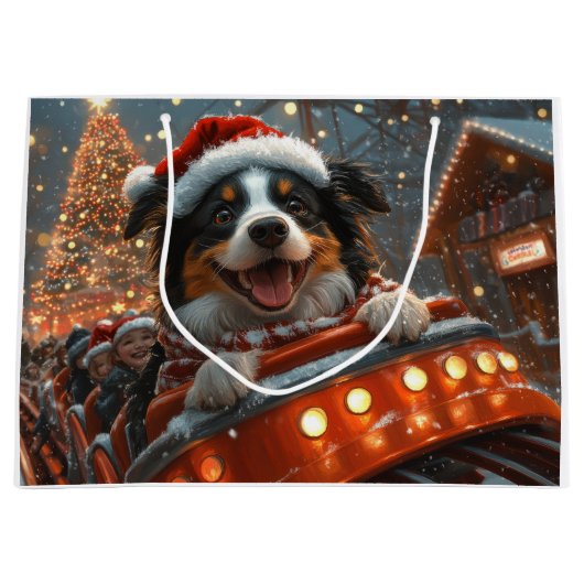 Border Collie Dog Roller Onderzetter Kerst Groot Cadeauzakje (Voorkant)