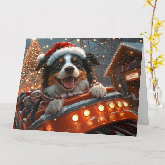 Border Collie Dog Roller Onderzetter Kerst Kaart (Gele Bloem)