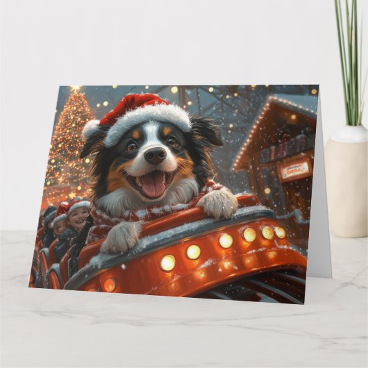 Border Collie Dog Roller Onderzetter Kerst Kaart (Voorkant)