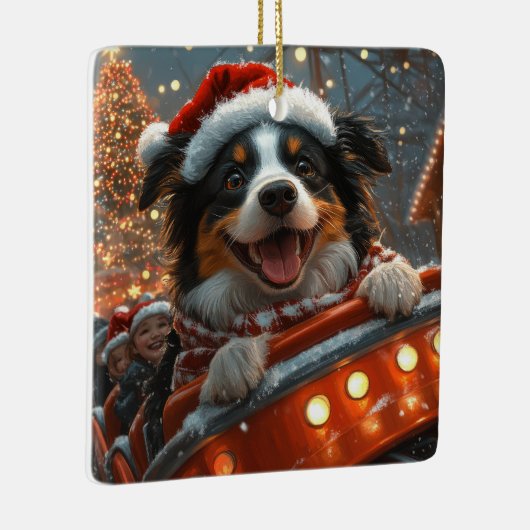 Border Collie Dog Roller Onderzetter Kerst Keramisch Ornament (Rechts)