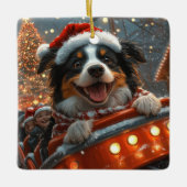 Border Collie Dog Roller Onderzetter Kerst Keramisch Ornament (Voorkant)
